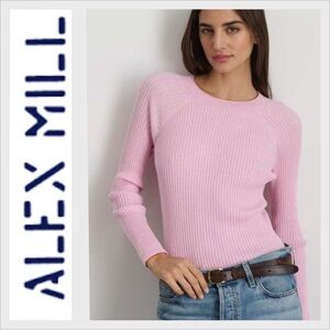 Alex Mill Ribbed Crew Neck Sweater cashmere cotton blend French pink M